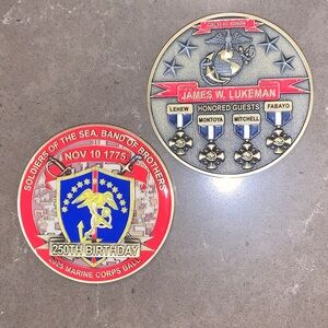NiP USMC 250th Birthday 2025 Marine Corps Ball Double Sided Challenge Coin 2.5”